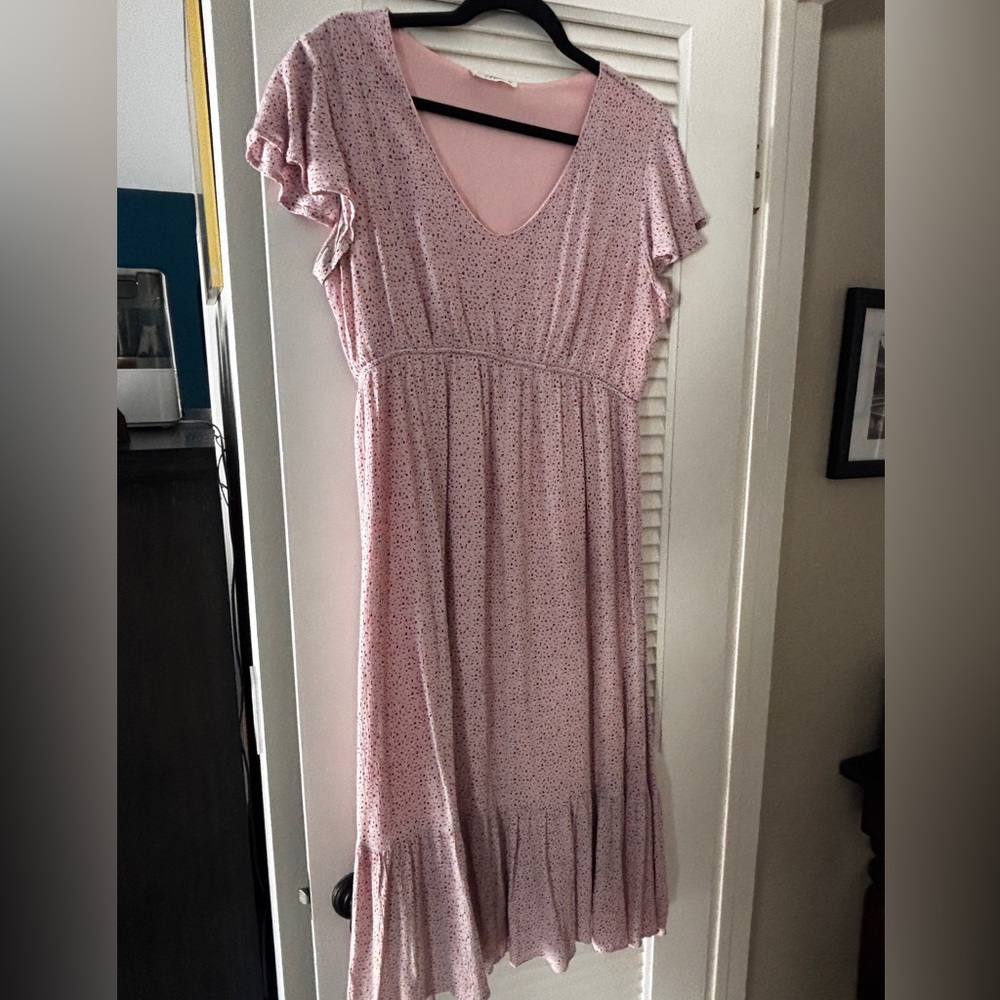 Hello Miz Pink Ruffle Sleeve Maternity Dress